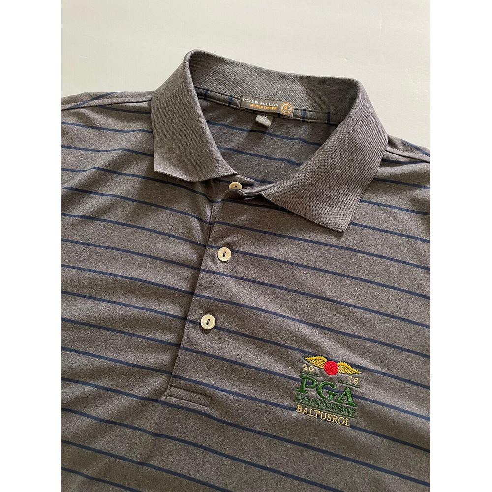 Peter Millar Summer Comfort Polo Medium Golf Gray PGA Championship‎ Baltusrol
